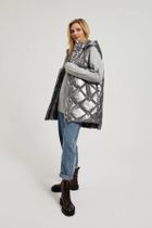 Bezrękawnik damski z kapturem, srebrny, Moodo