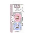 Bibs, Muminki, Colour Dreaming, smoczek uspokajający, kauczuk Hevea, Baby Pink Mix, rozmiar 1, 2 szt.