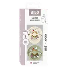 Bibs, Muminki, Colour Friends, smoczek uspokajający, kauczuk Hevea, Ivory mix, rozmiar 1, 2 szt.