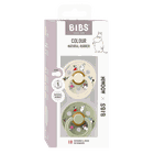 Bibs, Muminki, Colour Friends, smoczek uspokajający, kauczuk Hevea, Ivory mix, rozmiar 2, 2 szt.