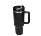 Black Forest, kubek termiczny ze słomką, czarny, 1200 ml