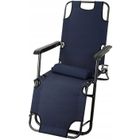 Black Forest, leżak ogrodowy rozkładany z poduszką, granatowy