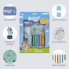 Bluey, zestaw kreatywny, kolorowanki, naklejki i stempelki