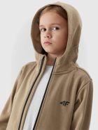 Bluza chłopięca z kapturem, rozpinana, beżowa, 4F