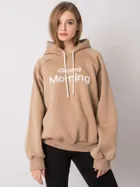 Bluza damska z kapturem, beżowa, Ex Moda