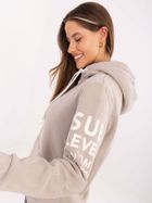 Bluza damska z kapturem, beżowa, Sublevel