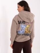 Bluza damska z kapturem, beżowa, Sublevel