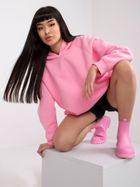 Bluza damska z kapturem, różowa, Ex Moda