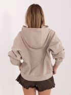 Bluza damska z kapturem, rozpinana, beżowa, Sublevel