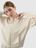 Bluza damska z kapturem, rozpinana, ecru, 4F