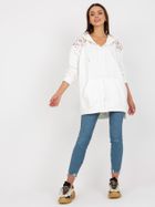 Bluza damska z kapturem, rozpinana, ecru, Rue Paris
