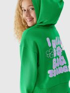Bluza dziewczęca z kapturem, zielona, 4F