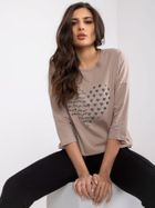 Bluzka damska z długim rękawem, beżowa, Relevance