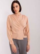 Bluzka damska z długim rękawem, brązowa, Factory Price