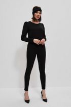 Bluzka damska z długim rękawem, czarna, Moodo