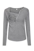 Bluzka damska z długim rękawem, do karmienia, szara, Bellybutton