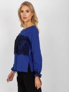 Bluzka damska z długim rękawem, niebieska, Lakerta