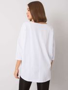 Bluzka damska z długim rękawem, oversize, biała, Ex Moda