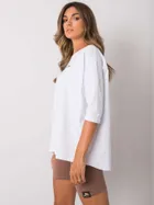 Bluzka damska z długim rękawem, oversize, biała, Ex Moda