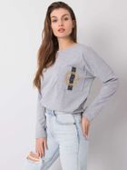 Bluzka damska z długim rękawem, oversize, szara, Relevance