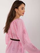 Bluzka damska z długim rękawem, różowa, Lakerta