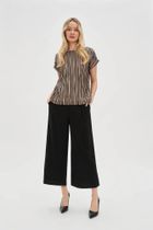 Bluzka damska z krótkim rękawem, beżowa, Moodo