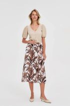 Bluzka damska z krótkim rękawem, beżowa, Moodo