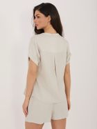 Bluzka damska z krótkim rękawem, beżowa, Sublevel