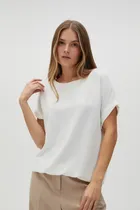 Bluzka damska z krótkim rękawem, biała, Moodo