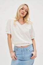 Bluzka damska z krótkim rękawem, biała, Moodo