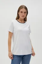 Bluzka damska z krótkim rękawem, biała, Moodo