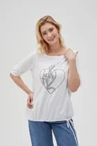 Bluzka damska z krótkim rękawem, biała, Moodo