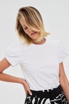 Bluzka damska z krótkim rękawem, biała, Moodo