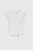 Bluzka damska z krótkim rękawem, biała, Moodo