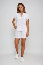 Bluzka damska z krótkim rękawem, biała, Moodo