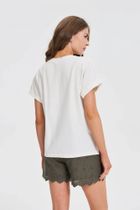 Bluzka damska z krótkim rękawem, biała, Moodo