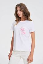 Bluzka damska z krótkim rękawem, biała, Moodo