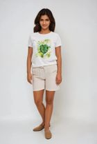 Bluzka damska z krótkim rękawem, biała, Moodo