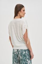 Bluzka damska z krótkim rękawem, biała, Moodo