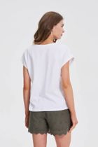 Bluzka damska z krótkim rękawem, biała, Moodo