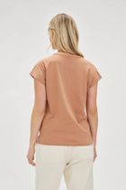 Bluzka damska z krótkim rękawem, brązowa, Moodo