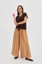 Bluzka damska z krótkim rękawem, brązowa, Moodo