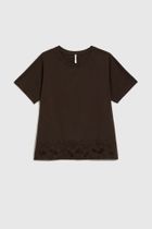 Bluzka damska z krótkim rękawem, brązowa, Moodo