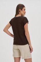 Bluzka damska z krótkim rękawem, brązowa, Moodo