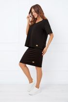 Bluzka damska z krótkim rękawem, czarna, Caro, Italian Fashion