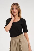 Bluzka damska z krótkim rękawem, czarna, Moodo