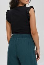 Bluzka damska z krótkim rękawem, czarna, Moodo