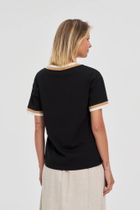 Bluzka damska z krótkim rękawem, czarna, Moodo