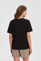 Bluzka damska z krótkim rękawem, czarna, Moodo