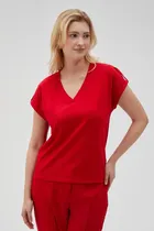 Bluzka damska z krótkim rękawem, czerwona, Moodo